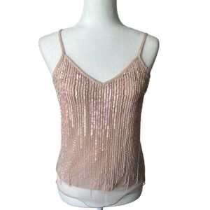 NWT Anthropologie Blank London Blush Pearl Sequined Letizia Knit Camisole